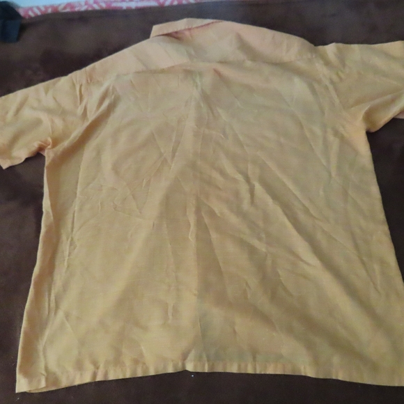 vintage 50s 60s permanent press unbranded loop collar shirt orange L 16-16.5 - Picture 5 of 10